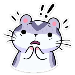😱 햄스터, 귀여운, 스티커, 만화, 동물, 걱정, 느낌표 telegram sticker