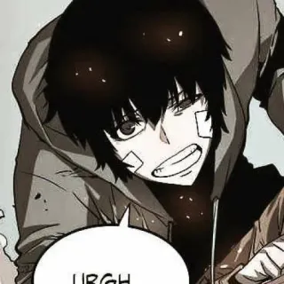🤖 URGH Anime, Manga, Personaggio, Espressione, Felpa con cappuccio, Bende, Capelli neri telegram sticker