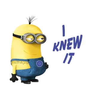 😎 Minion Despicable Me I KNEW IT มินเนี่ยน, Despicable Me, ว่าแล้ว, สติกเกอร์, การ์ตูน, ตลก, ตัวละคร telegram sticker