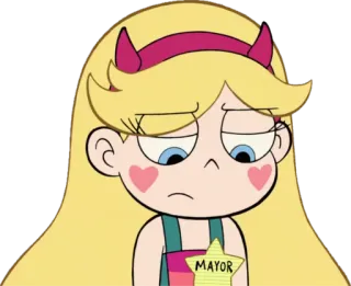 🙁 MAYOR การ์ตูน, นายกเทศมนตรี, เศร้า, ผมบลอนด์, ผู้หญิง telegram sticker