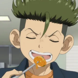 🙂 Anime, Charakter, Essen, Gabel, Nahrung, Illustration telegram sticker