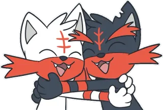 😘 pokemon, litten, abrazo, dibujos animados, anime whatsapp sticker