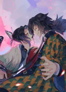 ⭐ Shinobu Kocho and Giyu Tomioka Demon Slayer anime, demon slayer, shinobu kocho, giyu tomioka, fan art, characters whatsapp sticker