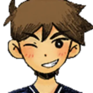 😉 Hero Omori วิดีโอเกม, ตัวละคร, อนิเมะ, ยิ้ม, เด็กผู้ชาย telegram sticker
