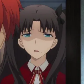 🤢 Rin Tohsaka Fate/stay night Anime, Cartone animato, Ragazza, Personaggio, Rin Tohsaka, Fate/stay night, Espressione telegram sticker