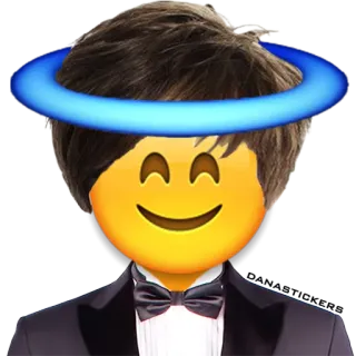 😇 Эмодзи, Смокинг, Гало, Улыбающееся лицо telegram sticker