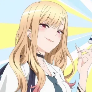 😏 Marin Kitagawa My Dress-Up Darling Anime, Ragazza, Cosplay, Carina, Sorridendo telegram sticker