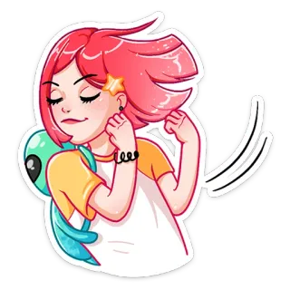 😊 woman, girl, alien, cartoon, character, cute, illustration, sticker whatsapp sticker