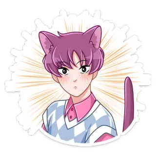 😻 chico gato, anime, pelo rosa, orejas de gato, kawaii, manga, lindo telegram sticker