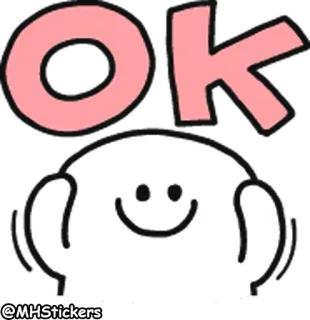 👌 OK ok, akkoord, schattig, simpel, cartoon, vriendelijk, wit, positief whatsapp sticker