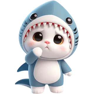 🥺 chat, requin, costume, mignon, animal, dessin animé telegram sticker