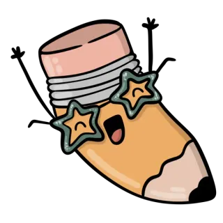🤩 lápis, kawaii, papelaria, desenho, escrita, arte, desenho animado, fofo whatsapp sticker