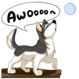 😌 Awoooo~ lobo, uivo, animal, lua, adesivo, fofo telegram sticker