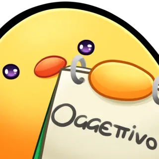 🐤 Oggettivo Dibujo animado, Personaje, Huevo, Cuaderno, Amarillo whatsapp sticker