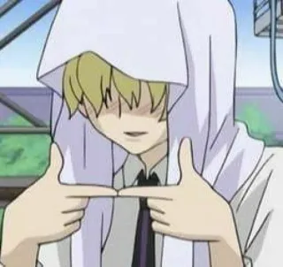 😇 Anime, Manga, blonde Haare, Hoodie, Fingerpistole, schüchtern telegram sticker