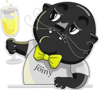 🍸 Joiny kucing, minum, anggur, pesta, perayaan, kartun, dasi kupu-kupu telegram sticker