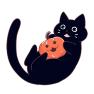 🎃 고양이, 호박, 할로윈, 귀여운, 만화, 검은 고양이, 가을, 가을 telegram sticker