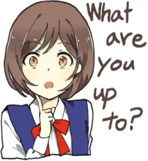🤔 What are you up to? Anime, Pregunta, Curioso, Chica, Uniforme escolar telegram sticker