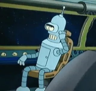 😕 Bender Futurama cartoon, robot, futurama, bender, animated, tv show, science fiction telegram sticker