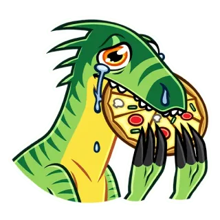🍕 dinosaurio, pizza, llorando, pegatina, comida, dibujos animados, reptil telegram sticker