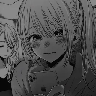 😔 Anime, Manga, Triste, Llorando, Chica, Emocional telegram sticker