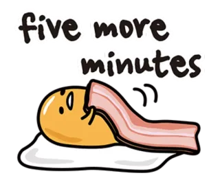 😞 Gudetama five more minutes preguiçoso, ovo, bacon, sono, desenho animado telegram sticker