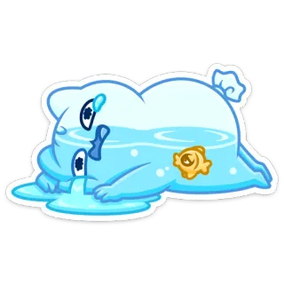 😭 sticker, cartoon, crying, sad, water, fish, blue whatsapp sticker