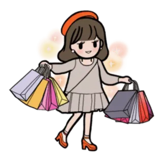 💰 Compras, Mujer, Moda, Bolsos, Dibujos animados telegram sticker