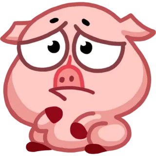 😒 babi, sedih, lucu, kartun, hewan telegram sticker
