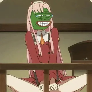 🍬 Zero Two Darling in the Franxx Anime, Zero Two, Darling in the Franxx, Pepe, Grenouille telegram sticker