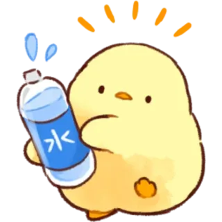 🧴 水 ลูกเจี๊ยบ, น้ำ, คาวาอิ, น่ารัก, อนิเมะ, การ์ตูน telegram sticker