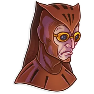 😒 cartoon, character, glasses, brown, villain telegram sticker