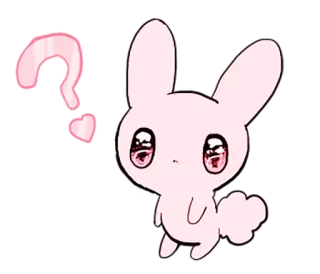 ❓ coelho, fofo, rosa, animal, desenho animado, kawaii, ponto de interrogação telegram sticker