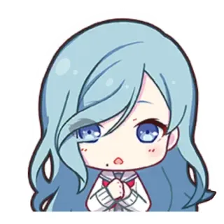 🎤 Anime, Chibi, Niedlich, Cartoon, Sticker, Mädchen, Blaue Haare telegram sticker