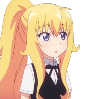 😯 anime, garota, fofa, loira, maria-chiquinha telegram sticker