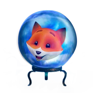 🔮 zorro, bola de cristal, magia, adivinación, animal, dibujos animados whatsapp sticker