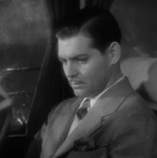 ➖ Clark Gable aktor, mężczyzna, klasyk filmowy, portret, czarno-białe telegram sticker