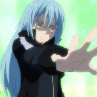 👿 Rimuru Tempest That Time I Got Reincarnated as a Slime Аниме, Исекай, Слайм, Монстр, синие волосы telegram sticker