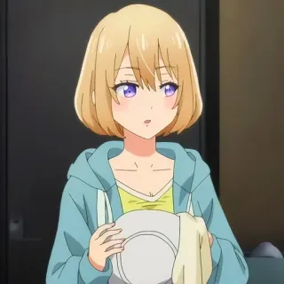 😯 Anime, Dziewczyna, Słodkie, Bluza z kapturem, Wewnątrz telegram sticker