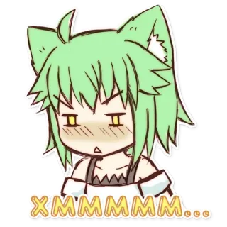 🤔 xmmmmm... Anime, Kocia dziewczyna, Emotikon, Słodkie, Kreskówka telegram sticker