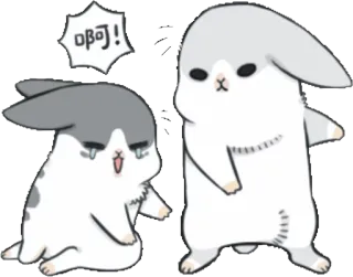 👊 啊! konijn, schattig, kawaii, dier, cartoon, uitdrukking, bunny telegram sticker