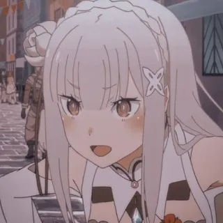 ✨ Emilia Re:Zero Anime, Emilia, Re:Zero, Waifu, Cheveux Blancs, Dessin Animé telegram sticker