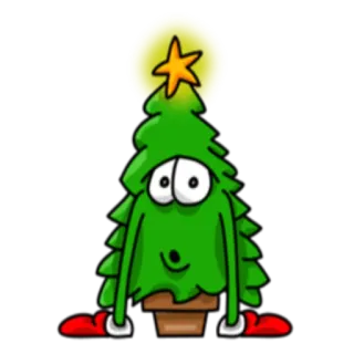 😟 navidad, árbol, dibujos animados, lindo, fiesta, festivo telegram sticker