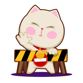 ✊️ cat, stop, warning sign, animal, cartoon, sticker telegram sticker