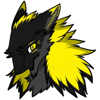 😥 lupo, animale, furry, canino, illustrazione, cartone animato, giallo, nero whatsapp sticker