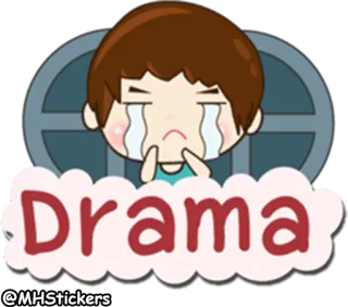 😭 Drama 戏剧, 哭泣, 伤心, 情绪化, 男孩, 眼泪 telegram sticker