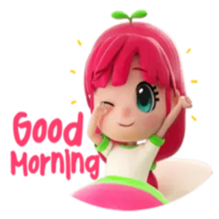 ☀ Good Morning Desenho animado, Saudação, Manhã, Fofo, Garota telegram sticker