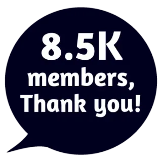 😵 8.5K members, Thank you! membros, obrigado, comunidade, celebração, conquista telegram sticker