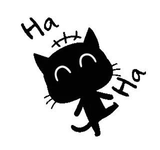 😂 Ha gato, risa, feliz, dibujos animados, negro, simple whatsapp sticker