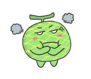 🍈 melone, frucht, cartoon, wütend, mürrisch telegram sticker